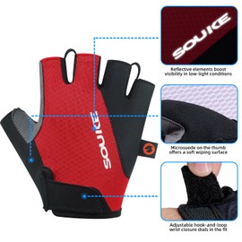 SOUKE Fingerless Cycling Gloves Padded Bicycle Gloves Half Finger Cycling Bike Gloves Mountain Bike Gloves Anti-Slip Breathable For Men Women