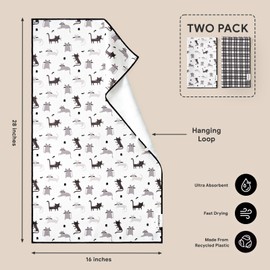 RECYCO Waffle Kitchen Towel Set of 2 - Quick Dry Microfiber Sustainable Dish Towels - Absorbent Reusable Cleaning Tea Towels - Lightweight Hand Towels,16”x 28”, Shadow Meow