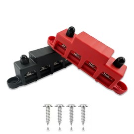 Young Dance Universal 4 Post 5/16" Power Distribution Block, (M8) Marine Busbar, 250 Amp Rating, 12v Bus Bar Terminal Block for Marine, Automotive and Solar Wiring(1 Set，with Protective Cover)