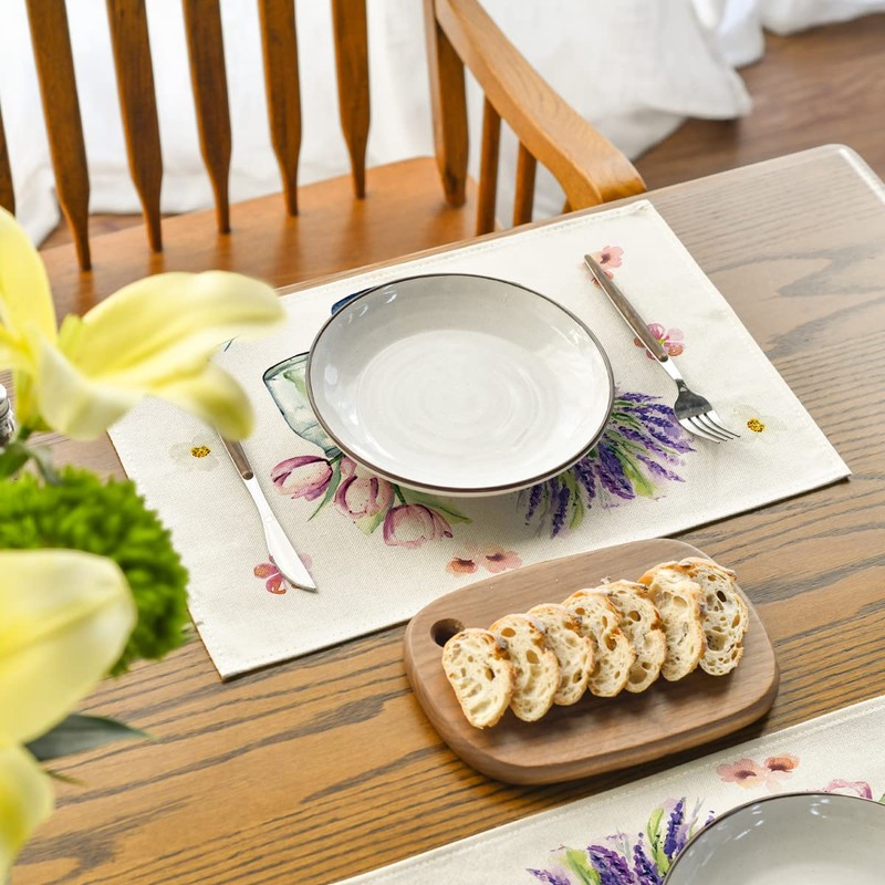 Artoid Mode Spring Set of 4 Placemats, Flower Vase, Tulip,