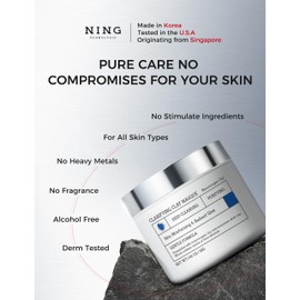 NING DERMOLOGIE Clay Mask for Face & Sensitive Skin: Triple Mud Formula Deep Cleans Pores Reduces Acne Balances Oil & Improves Texture - 3.88 Oz