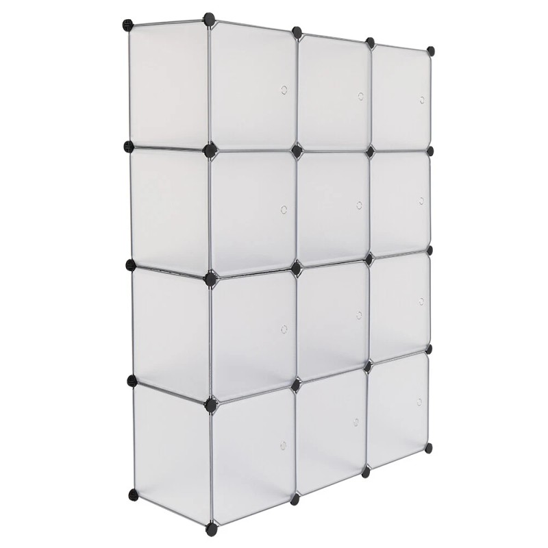 4-Tier Closet Storage Cabinet - 12-Cube, Modular & Matte ​Wardrobe