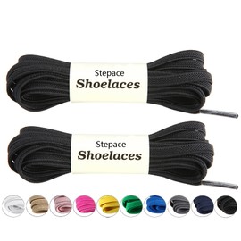Stepace [2 Pairs] Flat Elastic Shoe Laces for Sneakers 31"-63" Length 11 Colors Stretch Shoelaces Black 100