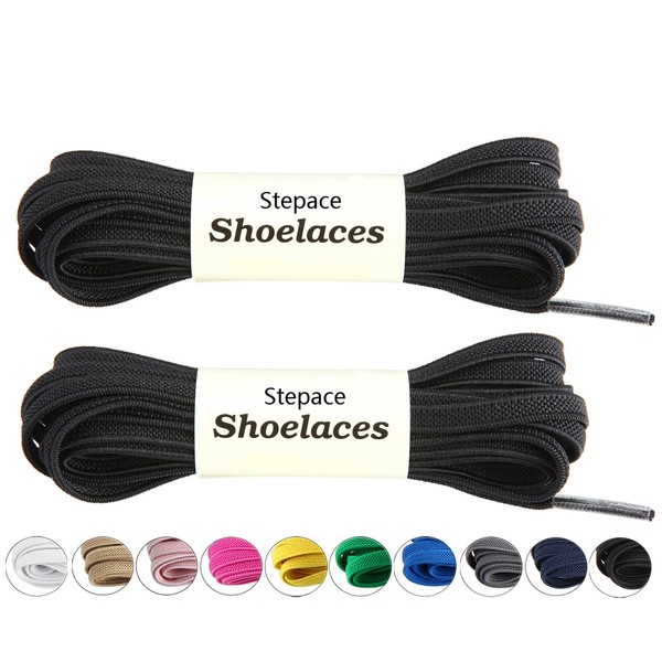 Stepace [2 Pairs] Flat Elastic Shoe Laces for Sneakers 31"-63"