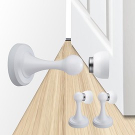 TOPTAKE Magnetic Door Stop - Heavy Duty Door Stopper, Premium Stainless Steel, Anti-Rust, Suitable for Various Door Types, Wall & Floor Mount, 1 Pack (2, White)