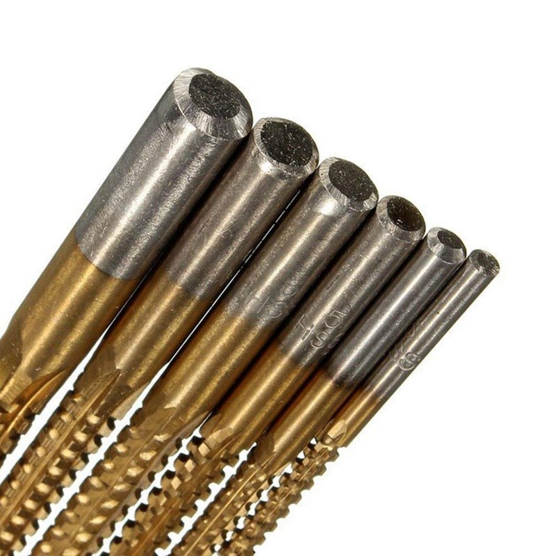 Gasea 6pcs Drill Saw Bit Set, 3/4/5/6/6.5/8mm HSS Titanium Coated