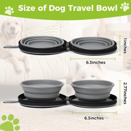 Ideamake Foldable Travel Dog Bowls, 2 in 1 Pet Bowl Portable Silicone Collapsible Outdoor-Grey