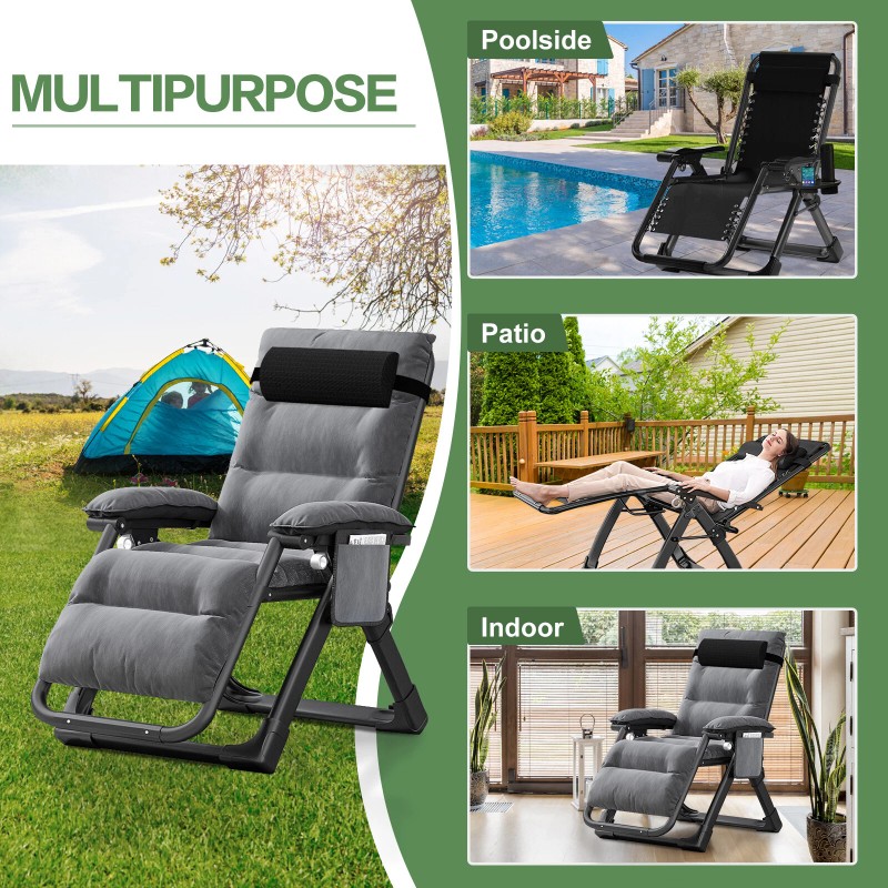 ABORON Zero Gravity Lounge Chair Recliner Folding Patio Lawn Chaise