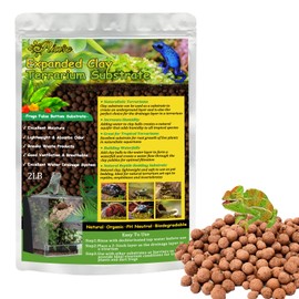 Riare 2LBS Expanded Clay Balls Terrarium Substrate for Reptiles - 100% Organic Lightweight Clay Pebbles Substrate Frogs False Bottom Substrate, Bioactive Terrarium Substrate for Drainage and Moisture