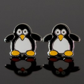 Zenvie Cute Penguin Stud Earrings - Sterling Silver 10 x 11mm Antartic Snow Creature