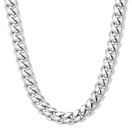 VEXXS Men's Curb Chain 10/12 mm, 18 Carat Gold-Plated Stainless Steel Cuban Chain, Flat Cuban Necklace, Men's Chain, Gold Chain for Men, Boys, Men's Jewellery Gift, 46-66 cm, Gold