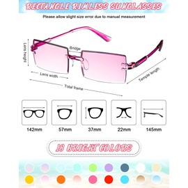 LEIFIDE 36 Pairs Frameless Rectangle Sunglasses Plastic Rimless Sunglasses Candy Color Vintage Glasses for Women Men Unisex Sun Protection, Multicolor