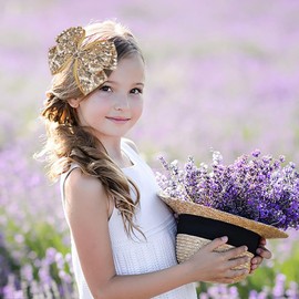 6-Inch Double Layer Sequin Bow Hair Clips for Girls – Sparkling Alligator Clip Bows, Pack of 2, Ideal for Kids' Hairstyles and Special Occasions – Gold