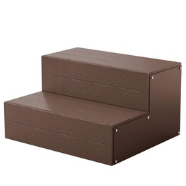 Hot Tub Steps, Wood Looking Plastic 2-Steps-100% Waterproof Spa Steps, Non Slip Heavy Duty Outdoor Steps for Porch/Deck,Universal Fit All Spa Sizes, Multi Use as Hot Tub Stairs or Outdoor Stairs