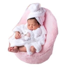 KLEYAO Newborn bathrobe photography costume，Baby Photography Props Outfits for Baby Girls Boy (White)