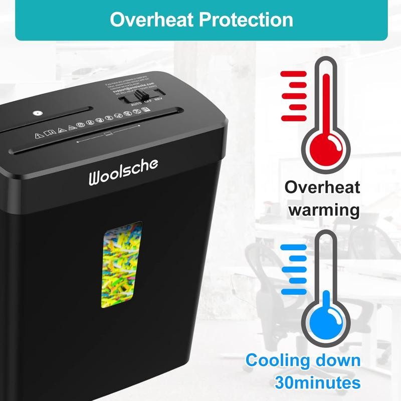 Woolsche Paper Shredder - 8-Sheet Cross Cut with 3.43-Gallon Basket