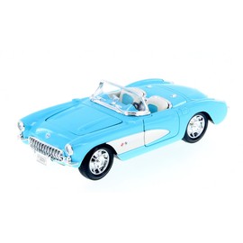 1957 Corvette Convertible Sports Car, Light Blue - 29393WBU - 1/24 Scale Diecast Model Car