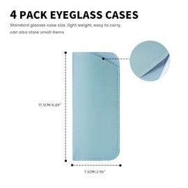 molshine Portable Leather Sunglass Case,Soft Eyeglass Pouch,Eyewear Sleeve for Folding Eyeglasses,Reading Glasses,Small Sunglasses (Pink&Pink Purple&Brown&Lake Blue)