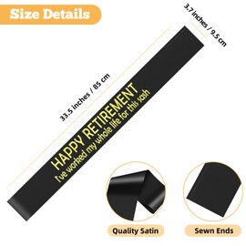 Retirement Gifts for Her Him Women Men Black Satin Gold Fonts Sash 2025 Retirement Party Decorations Supplies Favors for Mother Father Coworkers Friend for Farewell Going Away Gifts