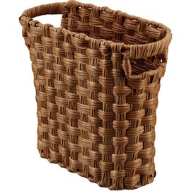 Wicker Waste Basket, Wicker Trash Can with Built-in Handles, Multifunctional Mini Wicker Basket for Home and Office, Compact Design and Durable Construction with Fine Artisanal Craftsmanship (Brown)