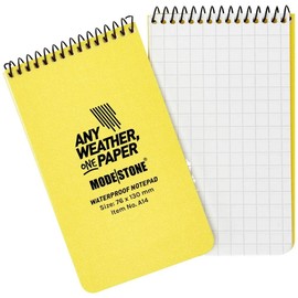 MODESTONE Outdoor Notepad 7.6 x 13 cm Bound Cover Spiral Bound Top 50 Sheets Checked 7 x 7 mm Waterproof Tear-Resistant Fireproof