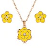 EVEVIC Dainty Flower Pendant Necklace Earrings for Women 14K Gold