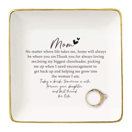 NZY Mother of the Gifts from Bride,Bridal Shower Gifts for Mother,Wedding Present for Mom from Daughter-Thank You Present-Today a Bride,Tomorrow a Wife-Ceramic Jewelry Tray Trinket Holder Ring Dish