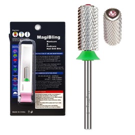 MagiBling Crystal Top Large Barrel 3/32'' Nail Drill Bits, Safety Cross Cut Tungsten Carbide Bit, Left and Right Hand Use, Manicure Pedicure Cuticle Gel Polishing, Remove Gel fast, Coarse.