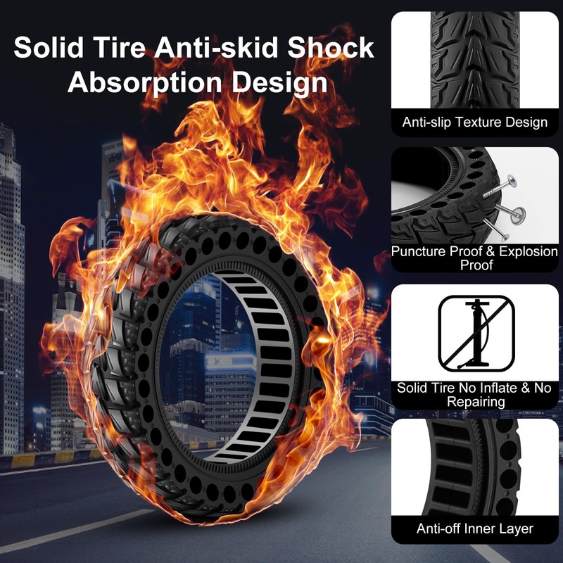 BANGTING 2PCS 60/70-6.5 Scooter Tire, 10x2.5 inch Tire Solid for