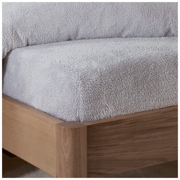 Sleepdown Teddy Fleece Fitted Sheet Plain Thermal Warm Cosy Super Soft Bedsheet Bed Linen - Double - Grey