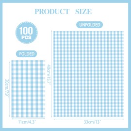 SMUAENSS 100 PCS Blue Gingham Napkins Disposable, 3 Ply Wedding Dinner Hand Napkin Towel, Blue and White Checkered Paper Napkins for Family Party, Wedding, Birthday, Bridal Shower