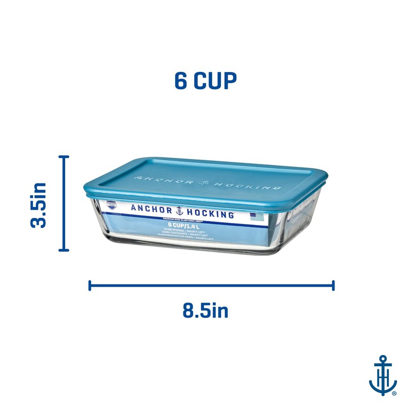 Anchor Hocking SnugFitTM Rectangular Food Storage Containers with Lids (4-Piece,