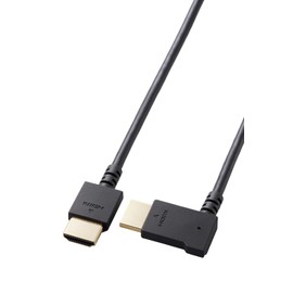 Elecom CAC-HD14EYR15BK HDMI Cable, 3.9 ft (1.5 m), L Shape, Right-Facing, Soft, High Speed, High Speed, 30 Hz, Black