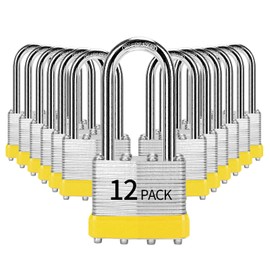 HZSY Padlocks Keyed Alike, Pack of 12, Laminated Steel Keyed Lock (1-9/16", 40mm), Padlocks with Same Key, Long Shackle, for Toolbox, Locker & StorageUnit or More