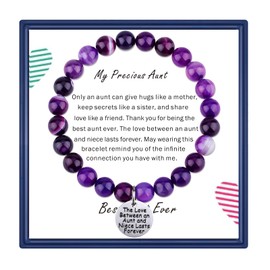 PARTNER Aunt Gifts From Niece Aunt Bracelet The Love Between an Aunt and Niece Lasts Forever Bracelet Jewelry Gifts (Amethyst Beads Aunt Bracelet)
