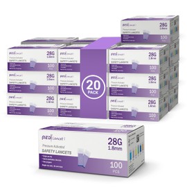 Medt - Pressure Activated Safety Lancets (28G x 1.8mm) - Gamma Ray Sterilized, Ideal for Blood Testing, Single Use and Gentle for Comfortable Testing - 20 Boxes of 100ct Bulk