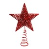 25cm Christmas Tree Star Topper - Red Glitter Hollow Xmas