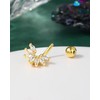 COCHARM Cute Gold Flower Rook Earrings 16g Sparkling Rook Barbells