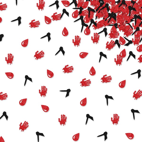 120pcs Bloody Confetti, Killer Birthday Table Confetti, Blood Handprint Paper