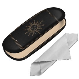 BHAHB Hard Case Glasses Case, Scratch-Resistant Sunglasses Glasses Cute Hard Case Glasses Organiser with Cleaning Cloth for Women Men, M18-Sun