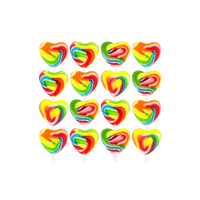 Snacktery Heart Lollipops - 24 Heart-Shaped Valentines Lollipops - Rainbow