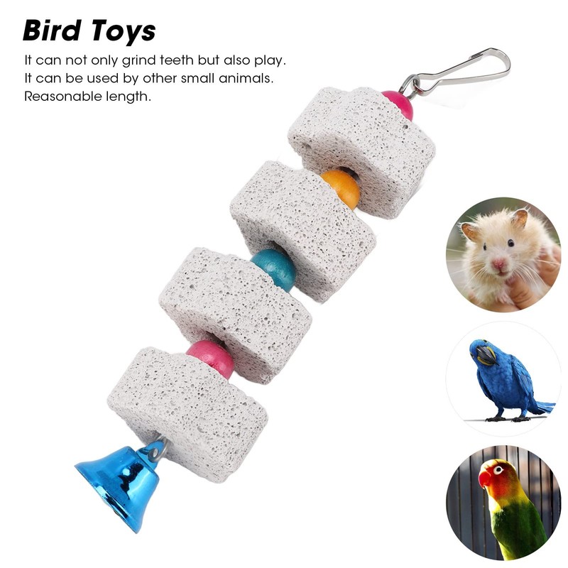 Tnfeeon Bird Beak Sanding Mineral Stone Colourful Bird Block Toy