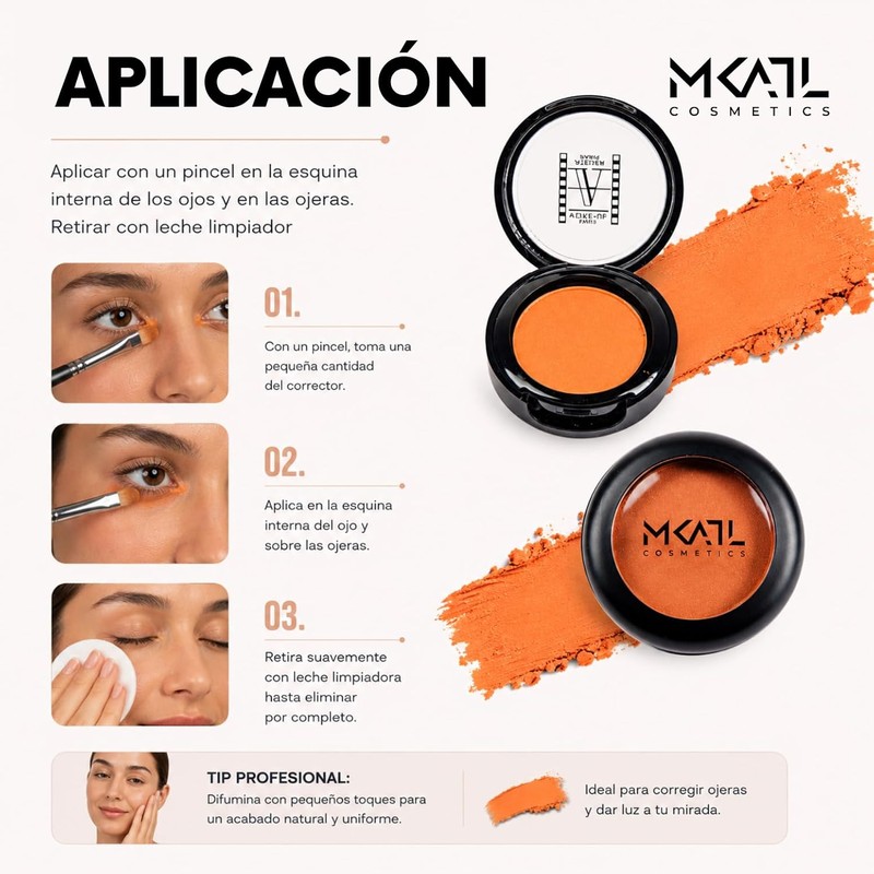 Rubor En Polvo Profesional Makeup Atelier PR025, Acabado Sedoso Natural,