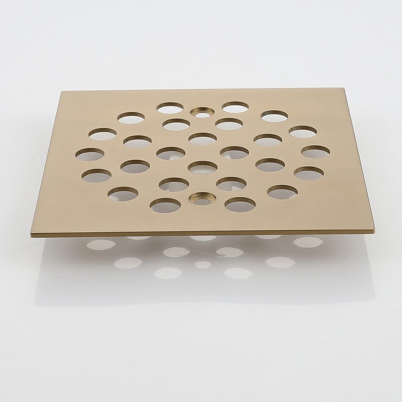 Square 4-1/4 Inch Screw-in Floor Drain Cover Replacement Stainless Steel