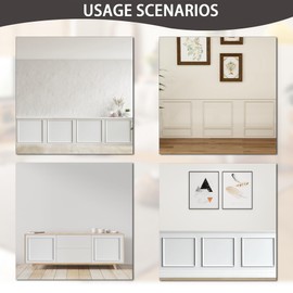 Lunghaa 3-Frame 20" x 20" Premade Accent Wall Molding Kit, Ready-to-Assemble Wainscoting Panels, Pre-Cut Chair Rail Moulding Trim Picture Frame for Home Décor