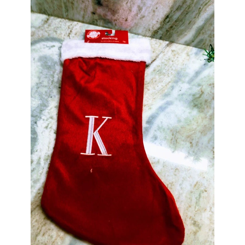 Monogram Christmas Red Velvet Monogram Hanging Stocking“Lette