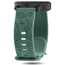Strisinho Floral Engraved Bands Compatible with Garmin Vivoactive 4 / Venu 3 / Venu 2 45mm, 22mm Soft Silicone Flower Pattern Sport Replacement Wristband for Garmin Forerunner 745/265/255/255 Music Smart Watch