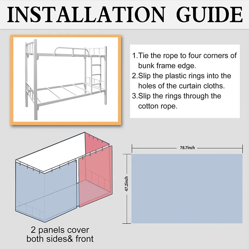 OhMill Students Dormitory Bunk Bed Curtain Drapery Lightproof Dustproof Canopy