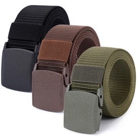 Mile High Life | Nylon Web Belt | Outdoor Military Belt | TSA YKK Safe Buckle Plastic/Metal, Black-brown-olive, 142CM