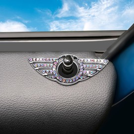 KUNGKIC Pack of 2 Car Wing Emblem Rings Sticker Door Lock Pin Buttons Cover Decoration Accessory Car Interior Parts for Mini Clubman Cooper Cabrio R55 R56 R57 Cars Door Lock Logo (Type C)